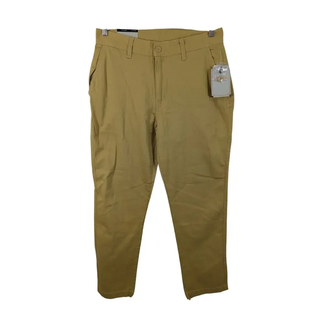 NWT! HALLSTATT/KOHL'S! PALE MUSTARD COTTON HIGH WAIST RELAXED PANTS! SZ 32 X 32